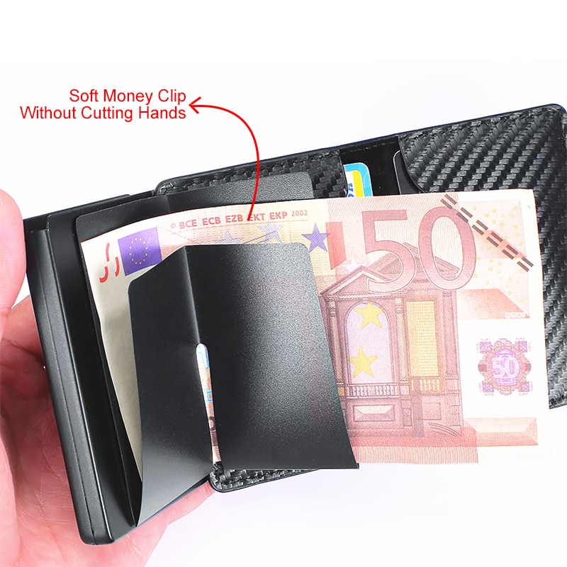 DIENQI Rfid Carbon Fiber id Credit Card Holder Case Metal Smart Minimalist Wallet Men Business Bank Cardholder Cart Holder