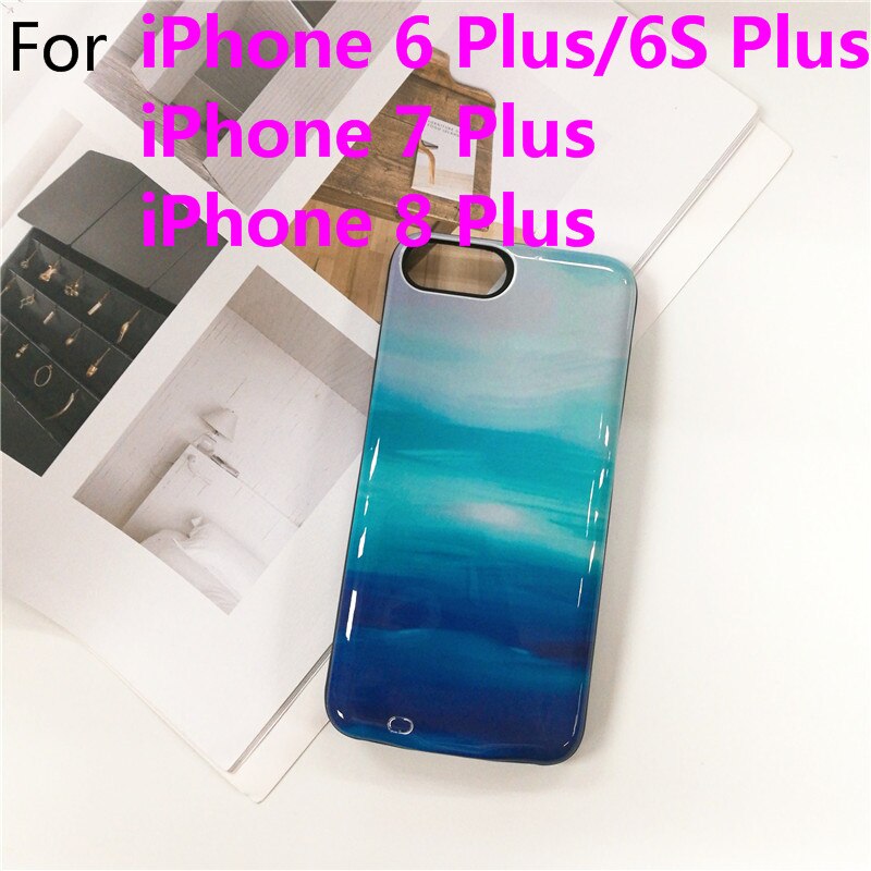 Coque de chargeur de batterie pour iPhone 7 8 6 6S Plus, étui de charge pour iPhone SE , banque d&#39;alimentation Portable mince, pierre de marbre multicolore: I7P-BlueSky