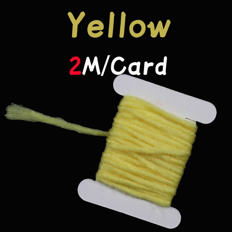 WIFREO 14 Colors 3mm/2M Fly Tying Yarn Egg Fly Tying Material Buzzer Nymph Body Tail Tying Fiber Fly Body Decorating Wool: 1 card yellow
