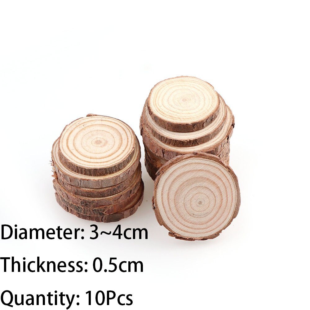 3-12cm Thick 1 Pack Natural Pine Round Unfinished Wood Slices Circles With Tree Bark Log Discs DIY Crafts Wedding Party Painting: 10pcs3-4cm