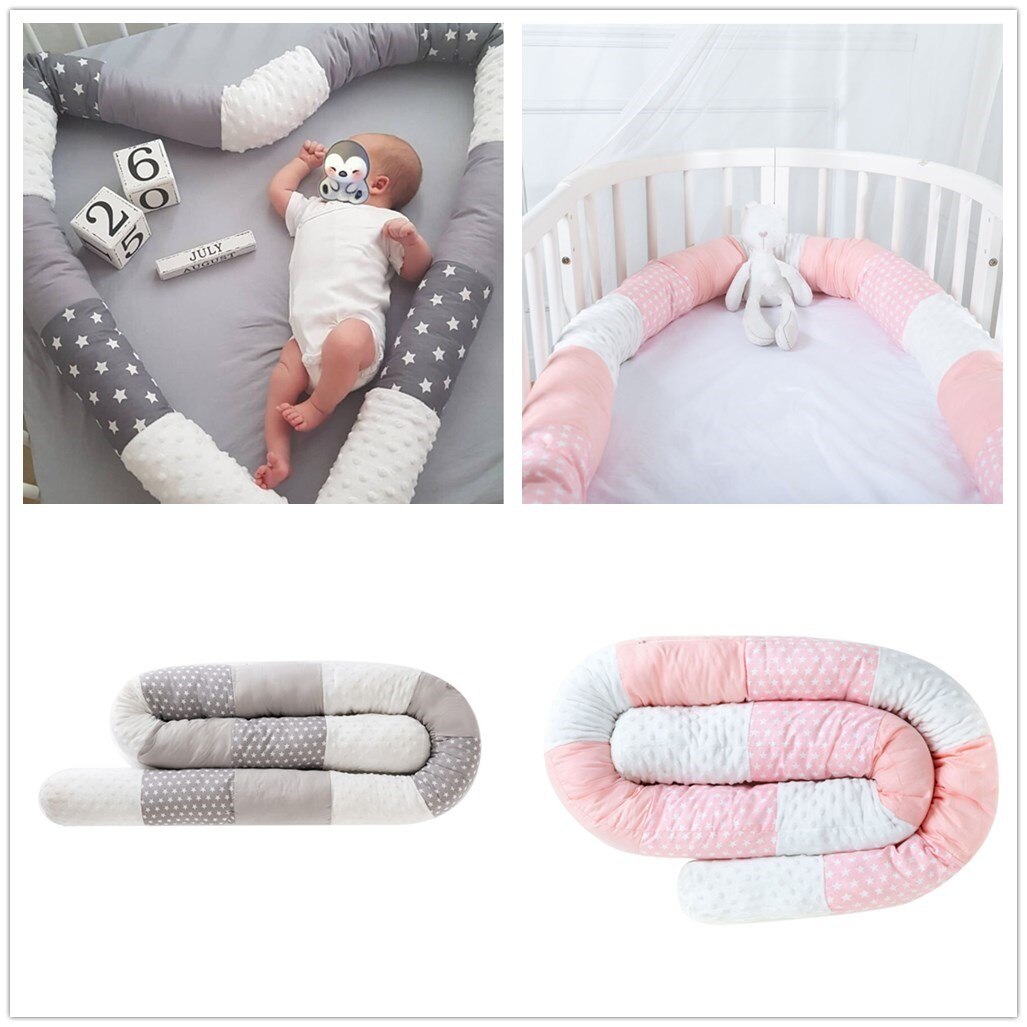 Juego de parachoques de algodón a juego para niños, cuna a prueba de golpes, suave, lana