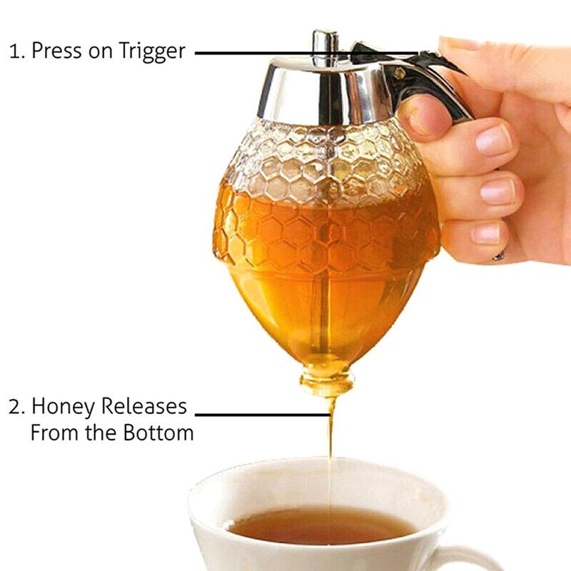 Honningkrukke beholder bi klemme flaske dryp dispenser stativ kedel køkken juice pot opbevaring holder sirup kop honning  w5 x 5