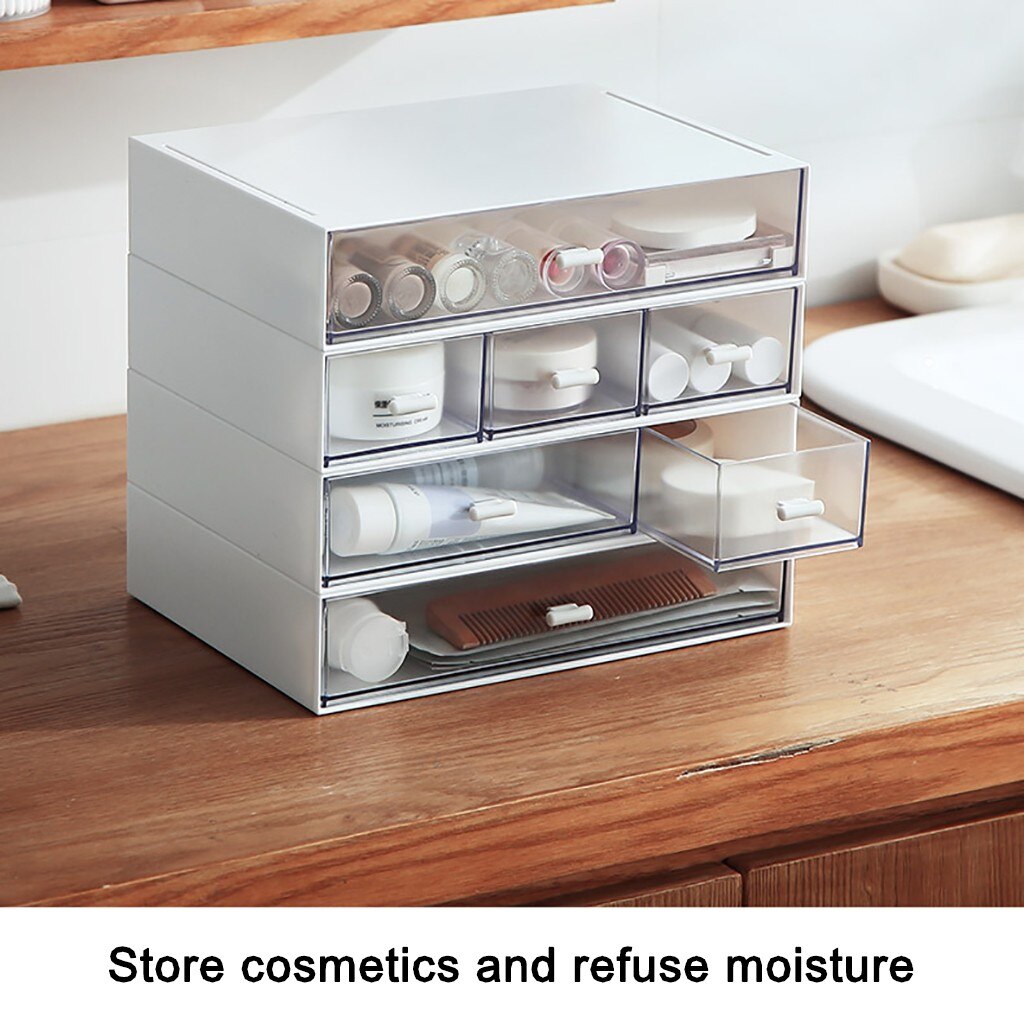 Can Be Combined Cosmetic Storage Box Plastic Cosmetics Box Nail-polish Organizer Swabs-holder Bathroom Storage Box#g30