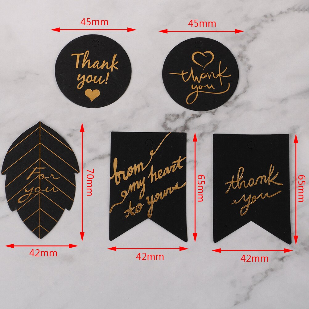 10pcs Gold Stempelen Dank U Papier Tags Wit Zwart Papier Hang Tag Label voor Box Party Verjaardag decor