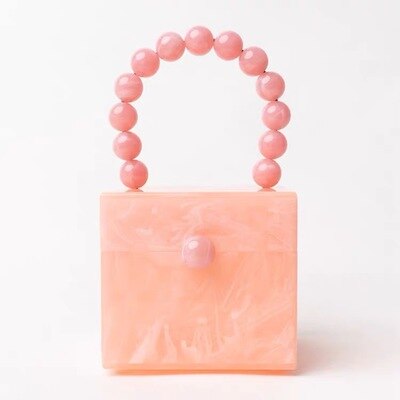 marbrure blanc acrylique sac à main boîte embrayage sacs à main de luxe femmes Bgas concepteur messager plage voyage été acrylique sacs à main: Rose