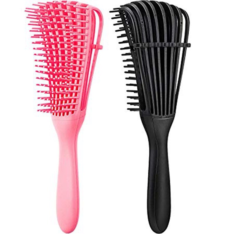 2 pièces démêlant brosse Afro brosse amérique/africain texturé 3A à 4C crépus ondulés/bouclés/Coily/humide/sec/huile/épais/cheveux longs, noeuds