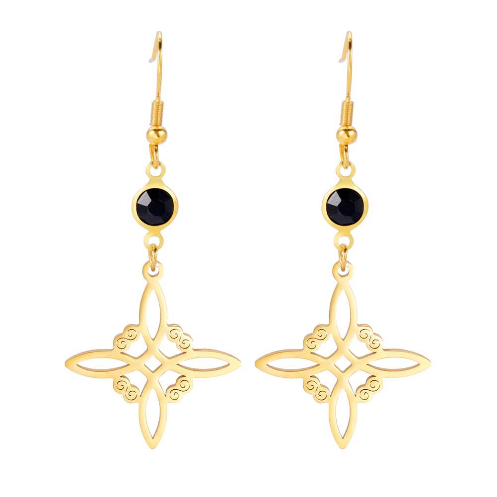 Unift Pendientes góticos de acero inoxidable para mujer y hombre, aretes de pentagrama de Triple runa, fase lunar, joyería Vintage, Piercing de oreja, nudo de bruja: Chapado en cobre envejecido