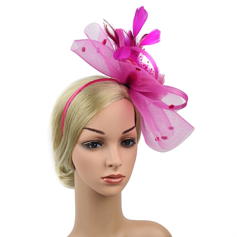 Fascinators Hat Flower Feather Net Mesh Kentucky Derby Tea Party Headwear with Hair Clip and Hairband for Women Purple Red Green