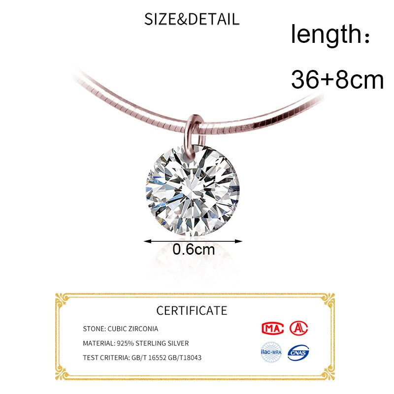 INZATT Real 925 Sterling Silver Zircon Round Choker Necklace For Women Birthday Party Fine Jewelry Cute Accessories