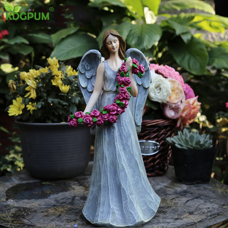 Nordisk engel blomst fe harpiks skulptur dekoration have stue have dekoration havearbejde dekoration forsyninger