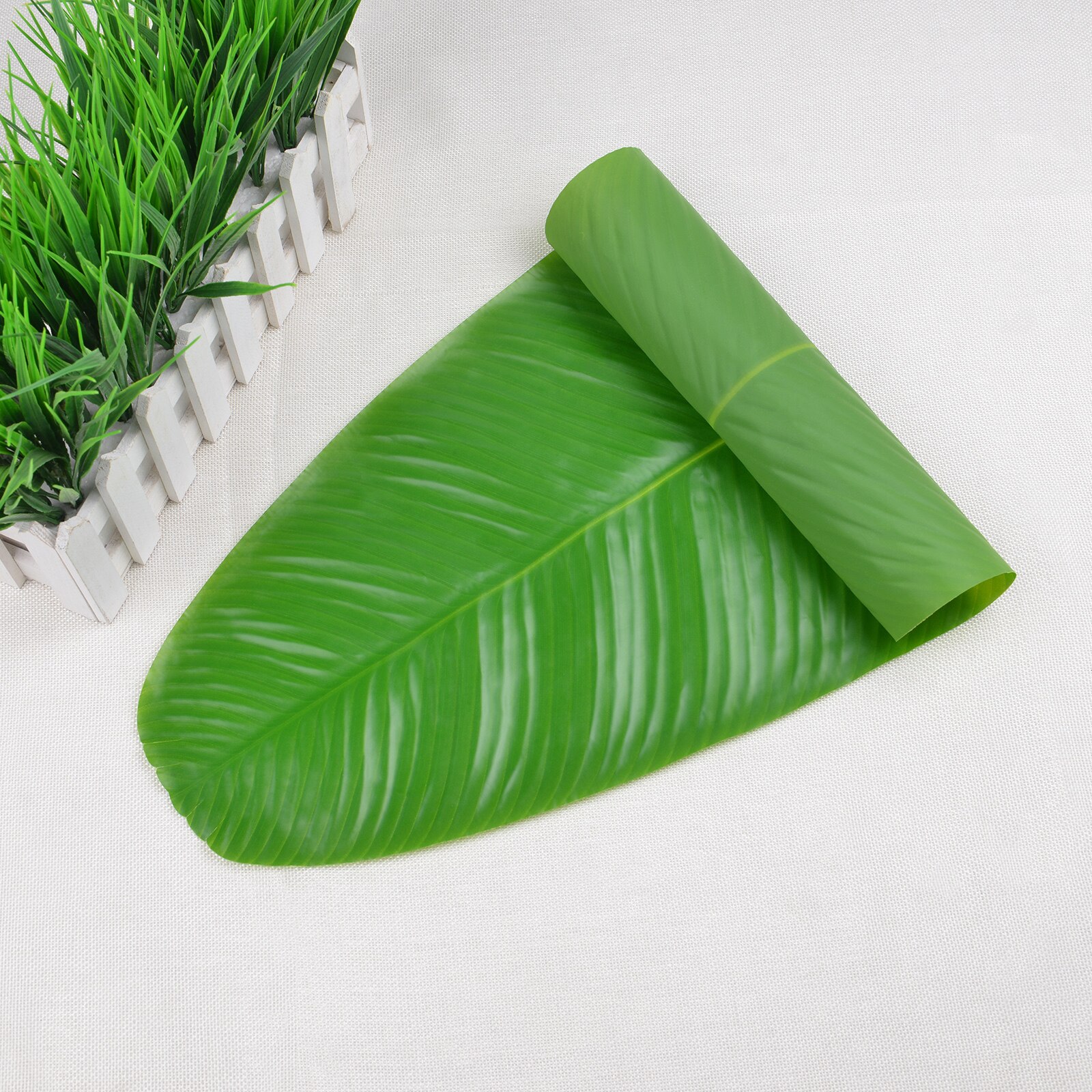 58cm konstgjorda bananblad bordsmatta gröna blad simuleringsanläggning matta hawaiian party desktop tropiskt lövverk