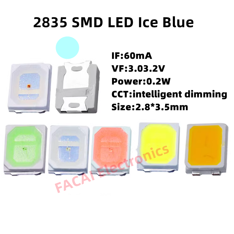 2835 SMD LED Red Yellow Green White Blue Orange Pink Ice Light Emitting Diode 100pcs/Lot: 7 Color Slow Flash