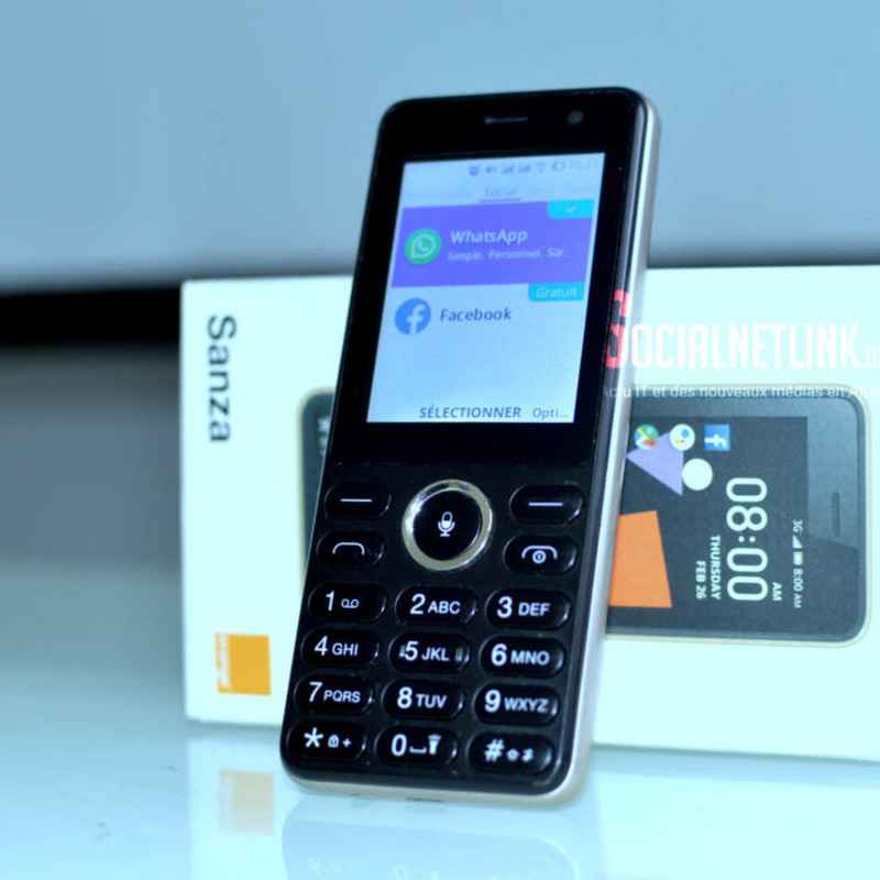 Sanza Orange 3G WCDMA SmartPhone 256MB RAM 512MB ROM 2.4" Push Button Unisoc SC7731E Dual Core Kai OS WiFi 2000MAH Mobile Phone