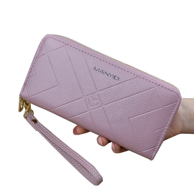Noenname-null pochette pour femmes portefeuille en cuir synthétique polyuréthane porte-cartes long sac de téléphone sac à main sac à main bracelet: C