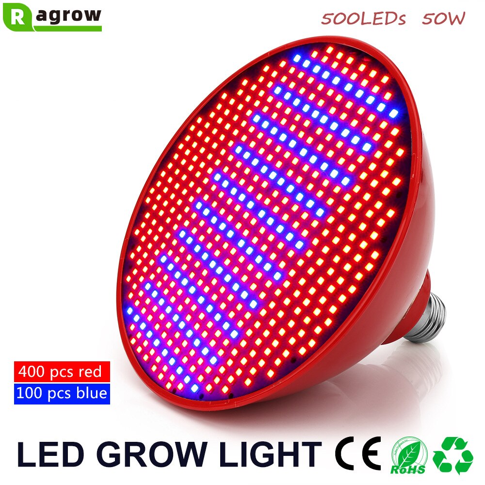 50W E27 Groeiende Lamp Lampen Volledige Spectrum 500 Leds Rode En Blauwe Lichten Fruit Groente Kwekerij Potplanten Globe licht Invullen