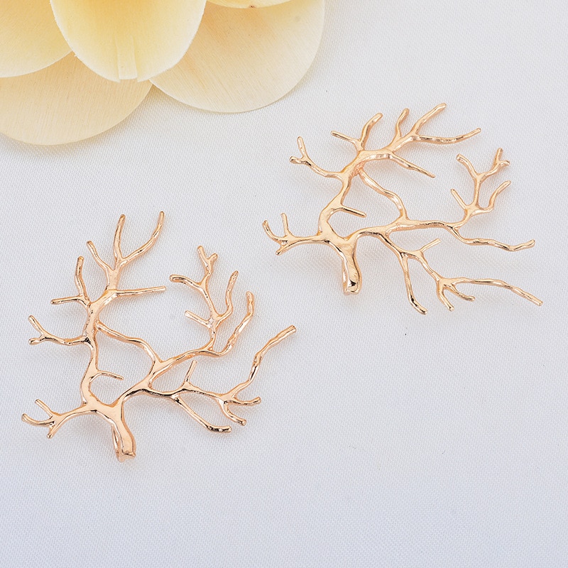 4PCS 35x39MM 24K Gold Color Plated Brass Branch Charms Pendants Diy Jewelry Findings Accessories