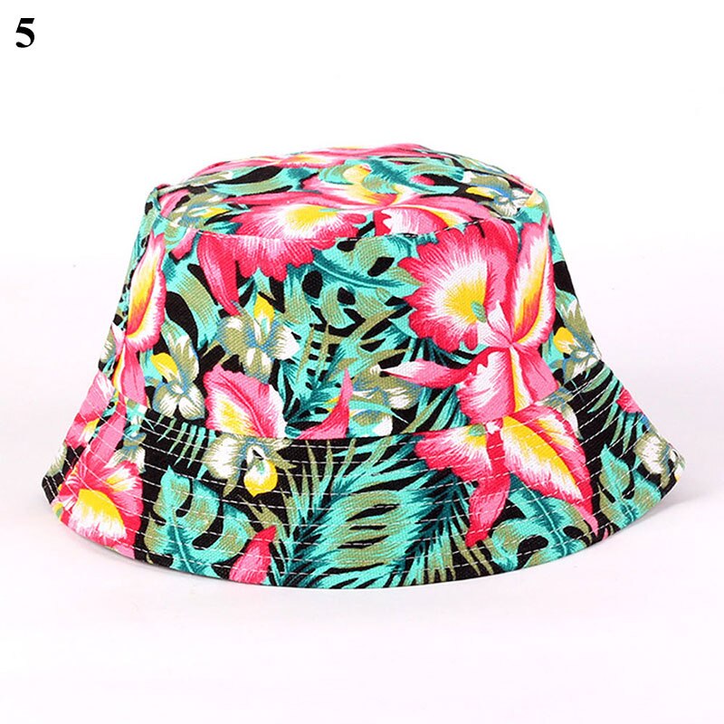Sun Hat Beach Sunscreen Bucket Cap Unisex Flowers Pattern Bucket Hat Fisherman Hat Travel Beach Round Hats Sunshade Casual Caps: 5