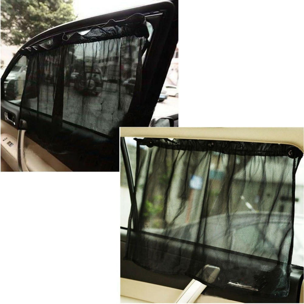 1 paar Zwarte Auto Zonnescherm Gordijn Zuignap UV Bescherming Side Gordijn Exterieur Venster Folie en Zonwering