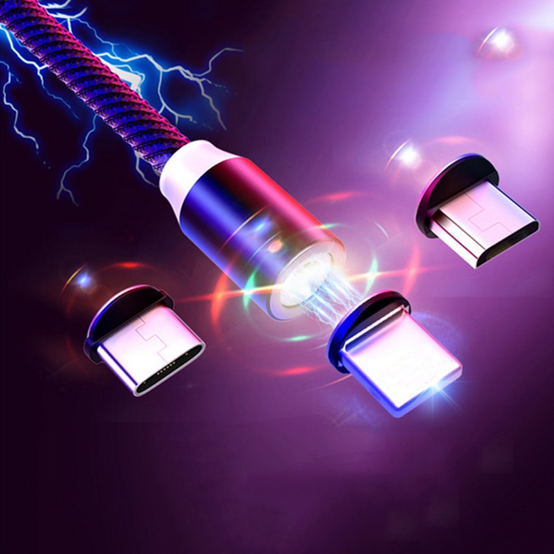 3 In 1 Magnetische Micro Usb Kabel Voor Iphone Samsung Android Snel Opladen Magneet Charger Usb Type C Kabel Mobiele telefoon Draad Koord