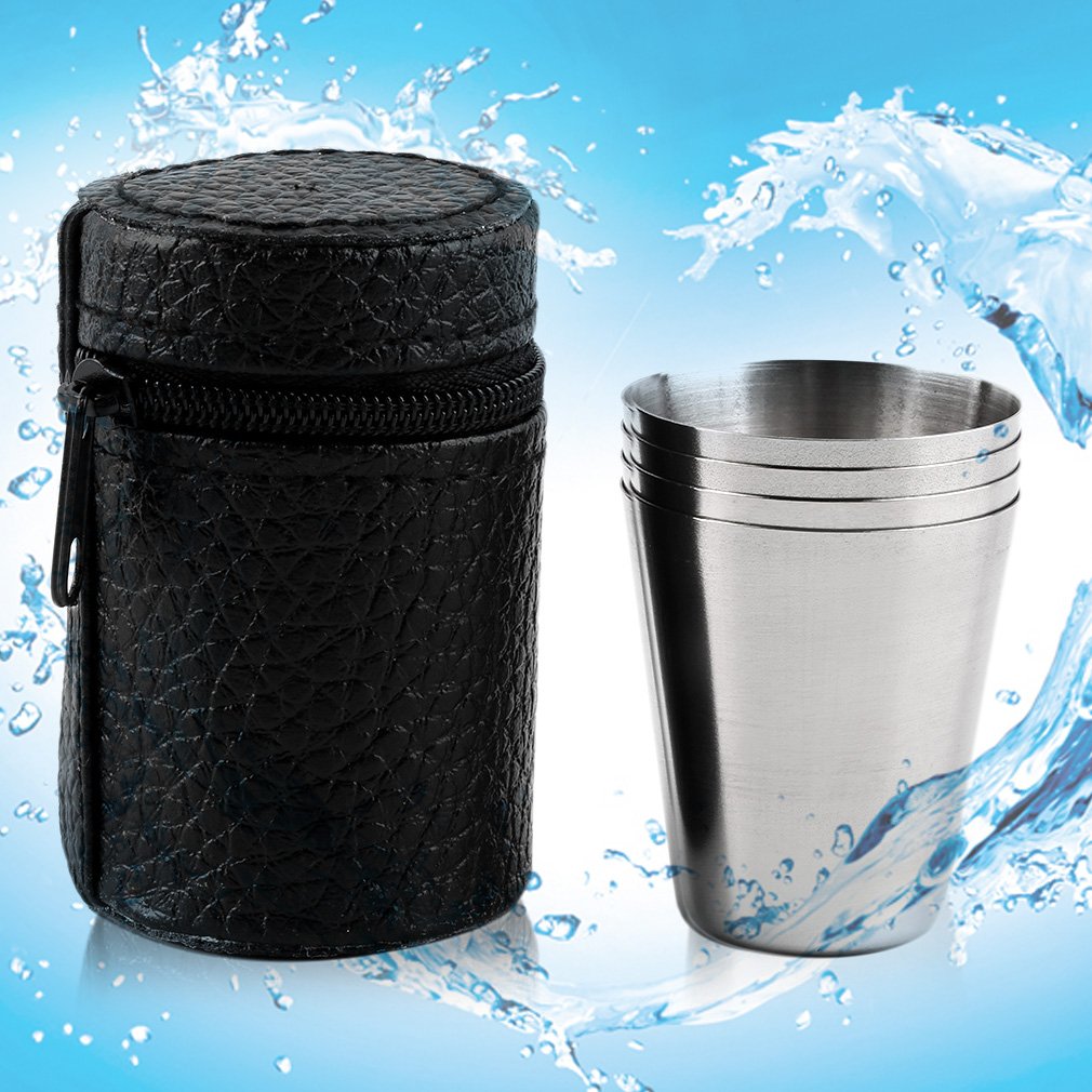 4Stck Edelstahl Abdeckung Becher Camping Tasse Becher Trinken Kaffee Tee Bahre Mit fallen Ideal für Camping Picknick