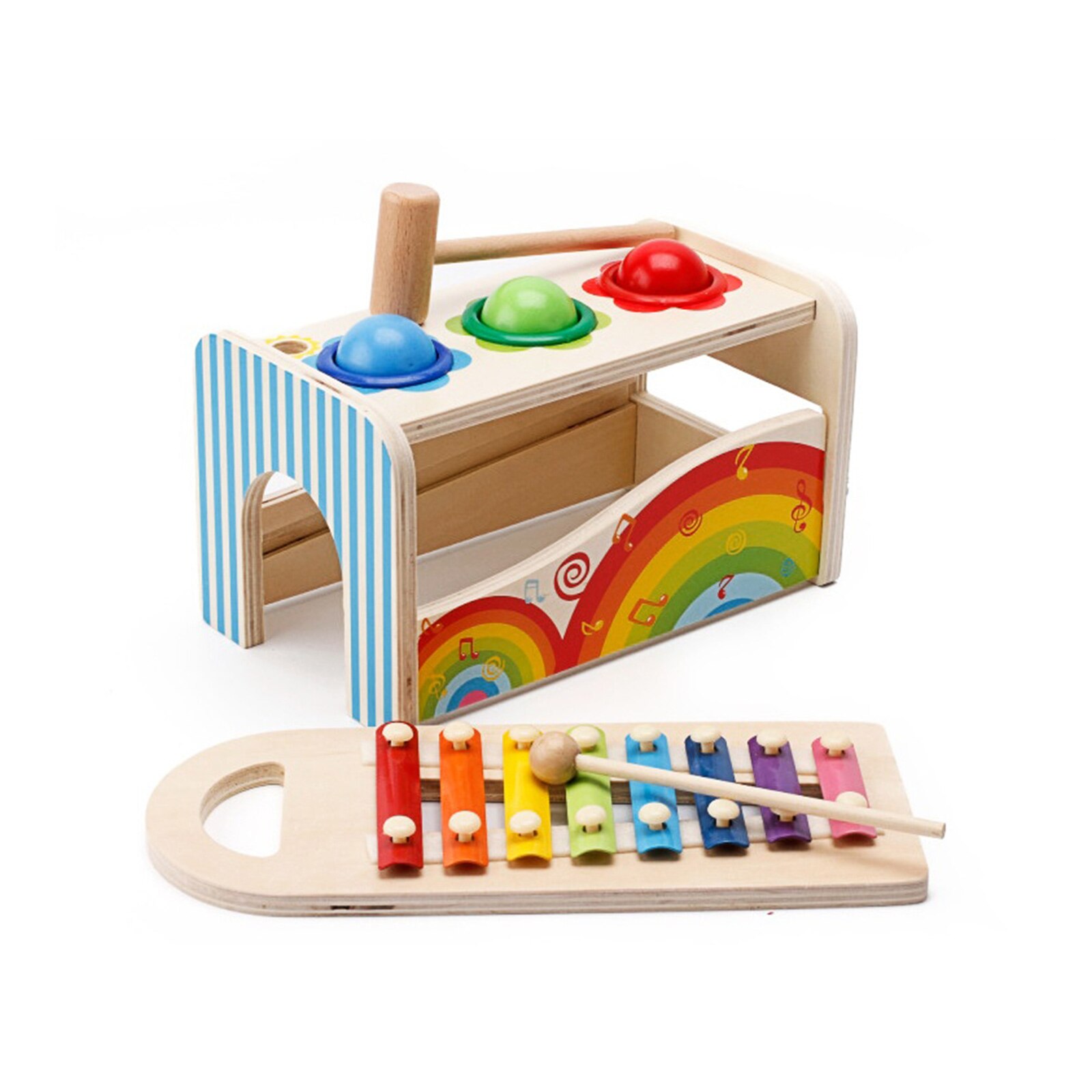 Multifunctionele Educatief Klop Bal Muziek Speelgoed Pond Een Bal Speelgoed Met Slide Out Xylofoon Hamers Voor Kinderen