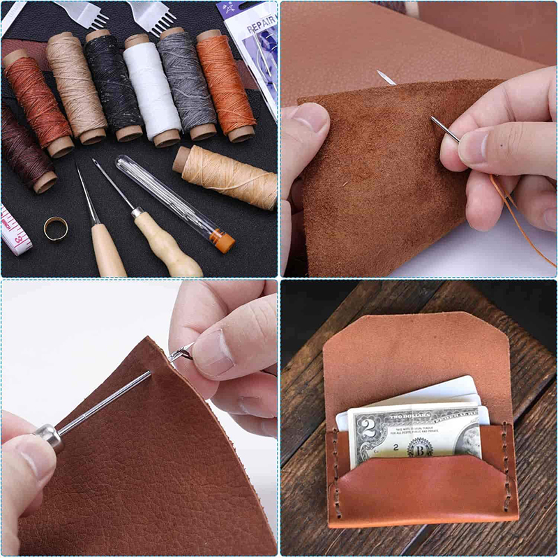Leder NäHenne Bausatz Leder Arbeits Werkzeuge Polster Reparatur Bausatz mit Gewachst Faden Leder Nähte einstellen für DIY Schuh Reparatur Werkzeug