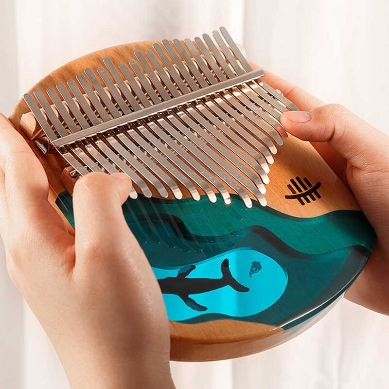 21 Keys Ocean Kalimba Blue Whale Beech Wood Thumb Finger Piano Hammer English User Manual 21 Keys Kalimba Musical Instrument