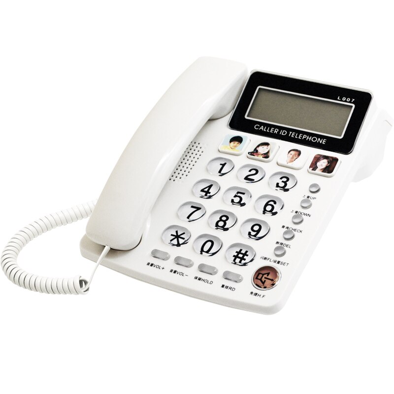 Desktop Phone Caller ID Telephone with 4 Picture Care, FSK / DTMF System, Adjustable Volume &amp; Brightness Speakerphone for Senior