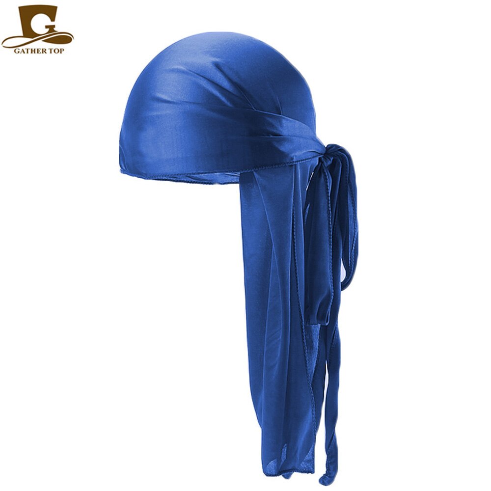 Durag Men Solid Color Silk Durags Women Breathable Turban Hair Bands 13Pcs/package: Royal Blue