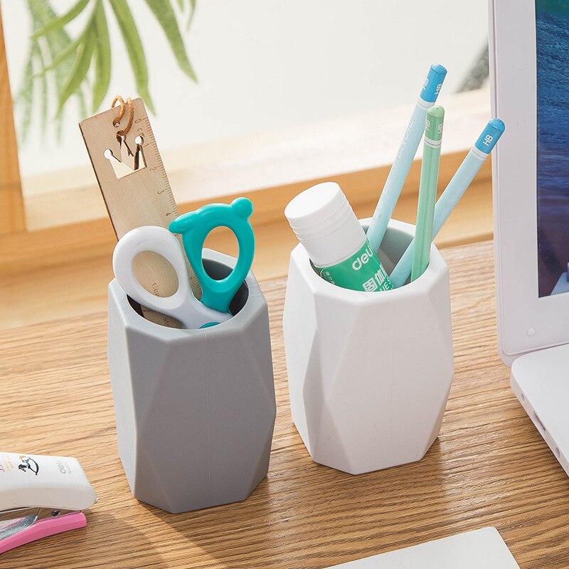 Portalápices para estudiantes, papelería creativa, escritorio geométrico, caja de almacenamiento multifunción, contenedor de bolígrafo, cepillo, suministros de oficina