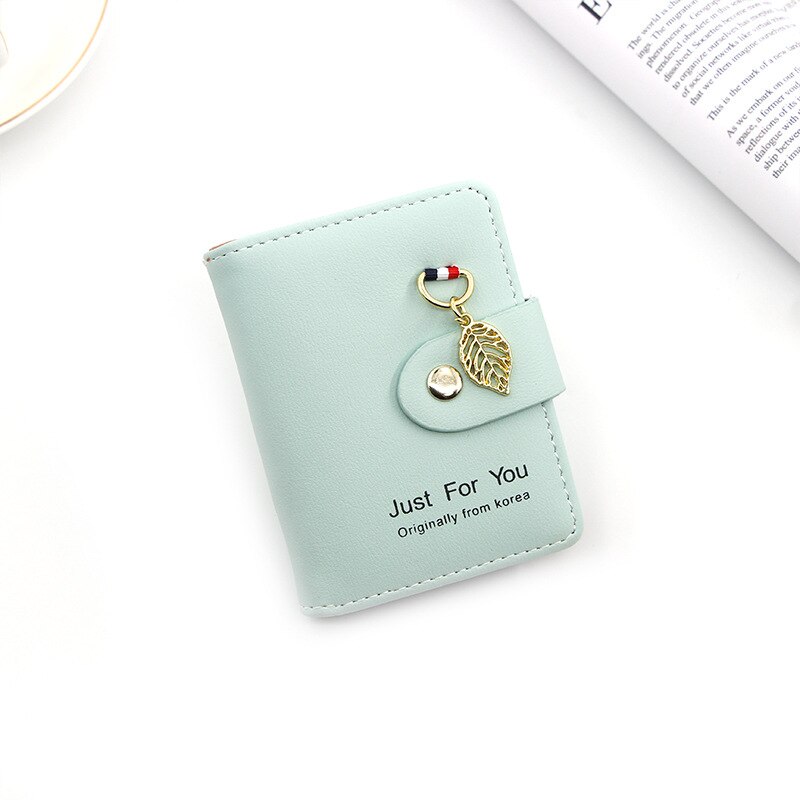 2022 Women Card Wallet Leather Mini Cute Credit Card Holder Coin Purse Multi-function Card Case For Girls: Green