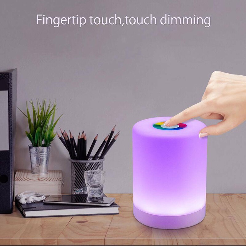 Fem mode bærbar natlampe sengelamper berøringslamper led rgb usb lysdæmper bordlampe til læsning camping telt soveværelse fodring baby