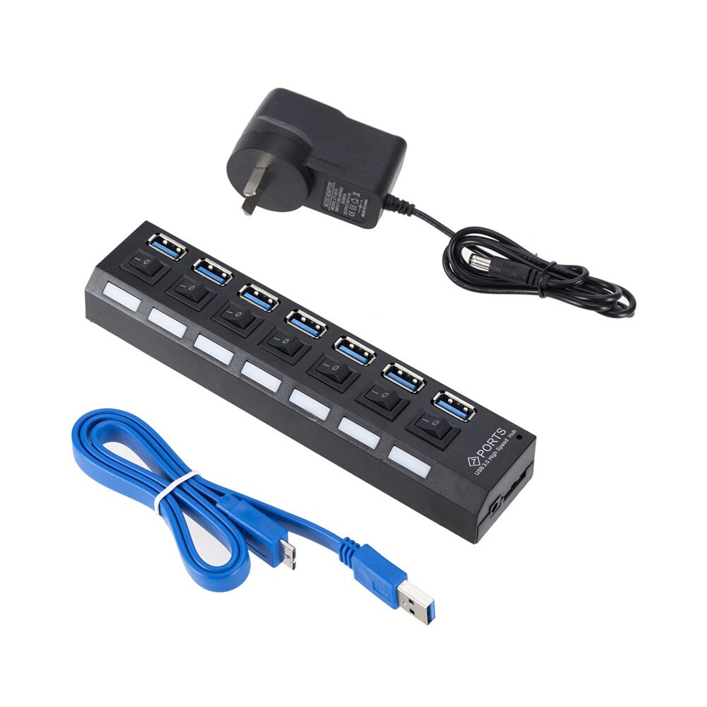 Multi USB Hub 3.0 USB Splitter USB 3.0 Hub Adapter Portable USB3.0 7 Ports HUB With ON/OFF Switch For PC Computer Accessories: 7 Ports AU PLUG