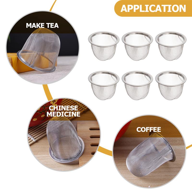 6pcs Stainless Steel Tea Strainer Tea Infuser Stainless Steel Tea Pot Accessories Teapot Tea Partition Net And Tea Leakage Net