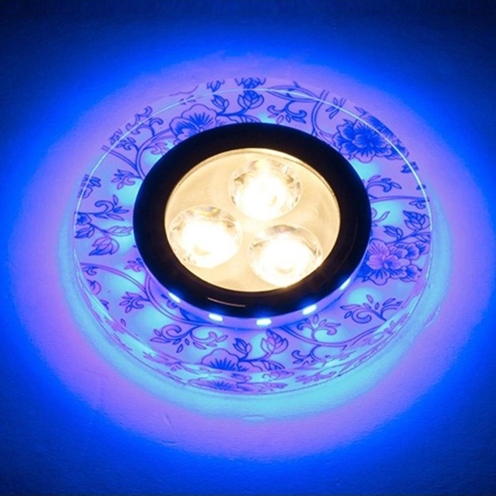 3w led loftslampe blå blomsterprint krystalskal hjemmebelysning lampe kontor dekoration lys moderne soveværelse stue lampe: Blå