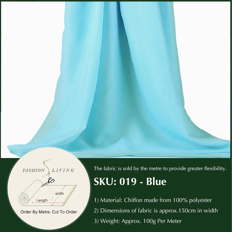 150cm bredt tøj tøj chiffon solidt almindeligt stof ren sommer kjole syemateriale mange farver pr. meter: Blå