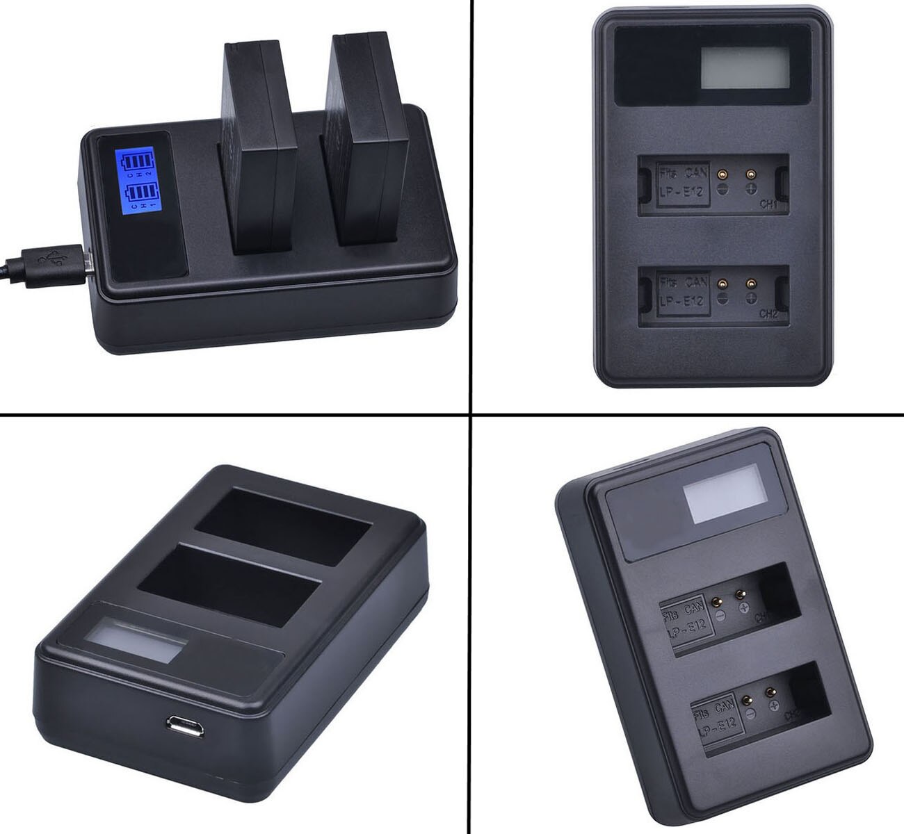 Batterie (paquet de 2) + LCD USB double chargeur pour Fujifilm NP-W126, NPW126, NP-W126S, NPW126S, NP-W Lithium-ion Rechargeable 126S