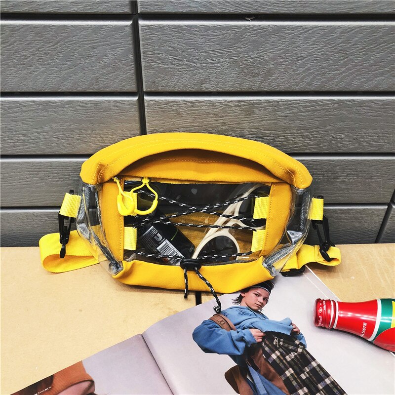 Riñonera transparente de PVC a la riñonera Unisex para hombre, bolsa de cinturón para teléfono de viaje, bolsa de PVC para el pecho, para mujer: yellow