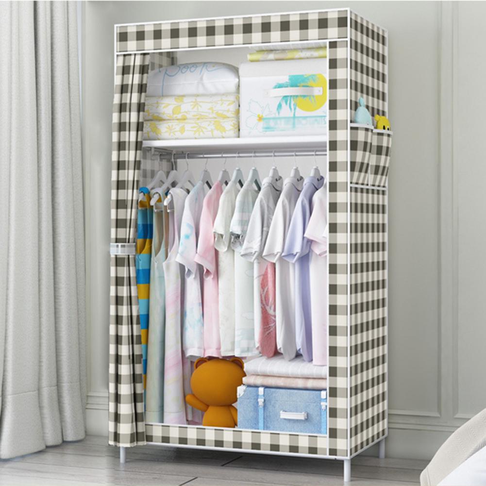 Easy to Install 1 Set Great Storage Shelves Clothes Hanging Rack Load Bearing Clothing Storage Cabinet Curtain for School