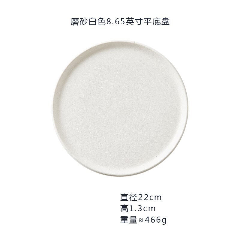Noord-europa Keramische Ontbijt Cake Tray Moderne Thuis Steak Dessert Westerse Plaat Restaurant Dienblad Ronde Servies: white--22cm