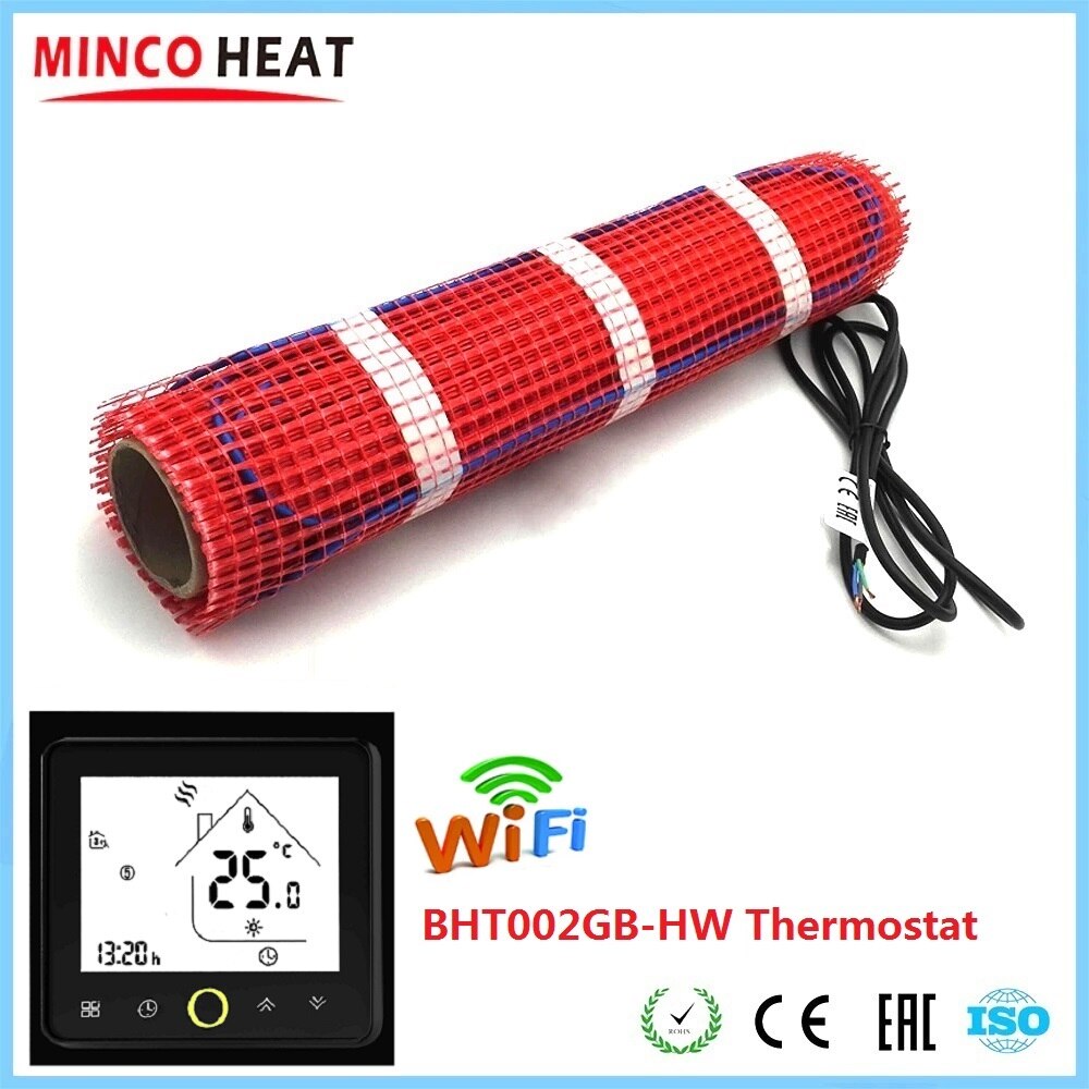 MINCO HEAT 50cmX2m 1m2 Underfloor Heating Warm Mat 150w/m2 Electric Heater Under Tile with Smart WiFi Thermostat