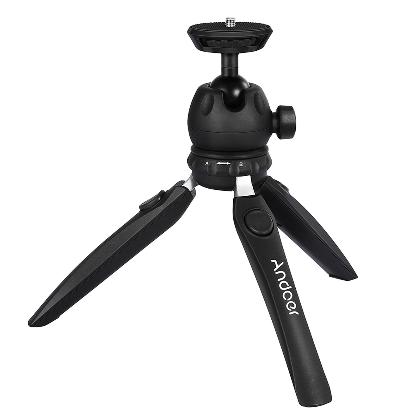 Andoer Mini Tabletop Tripod Camera Tripods Portable Foldable with 1/4" Mounting Screw for DSLR/Mirrorless Cameras Video Light: black