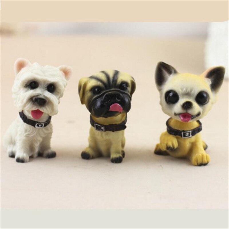 Accessoires de stylisage de voiture | Mignon tête à secouer en résine ornements d'animaux de dessin animé chiens Auto intérieur du tableau de bord de bureau 1 pièce