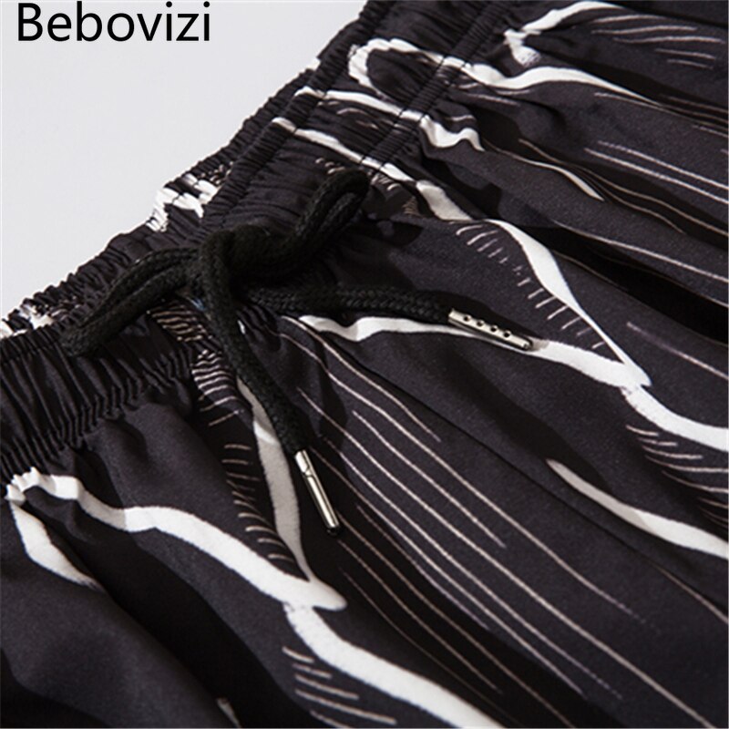 Bebovizi-Conjunto de pantalones tipo Kimono para hombre y mujer, pantalón negro holgado con cintura elástica, estilo chino, estilo japonés,