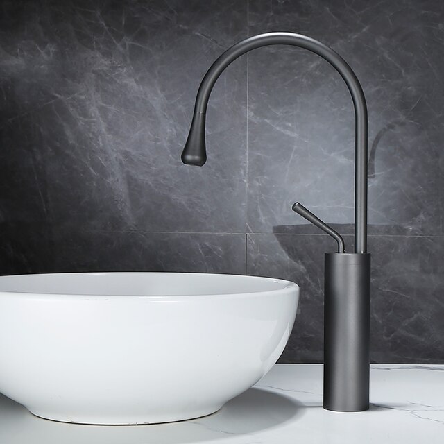 Tuqiu Antieke Badkamer Kraan Messing Wastafel Kraan Warm Koud Zwart Wastafel Kraan Messing Kraan Keukenkraan Draaibare Wastafel Waterkraan: Donker Kaki