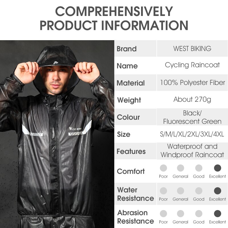 WEST BIKING-chubasquero impermeable para ciclismo, impermeable a prueba de viento, reflectante, chaqueta de ciclismo para bicicleta de montaña y carretera, pantalones, traje, ropa para hombre y mujer