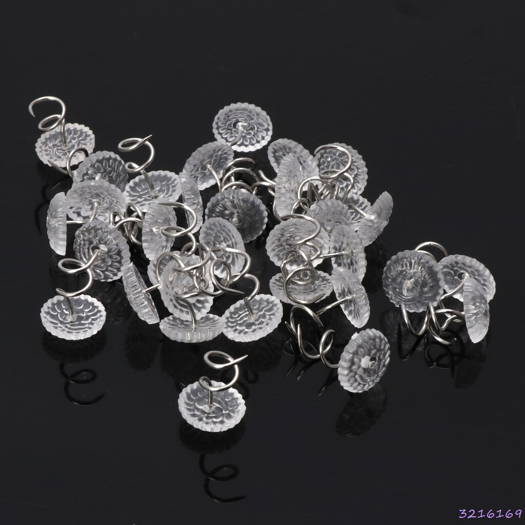 50PCS Clear Heads Twist Pins Fixed Fastener for Upholstery Blankets Sofa sets