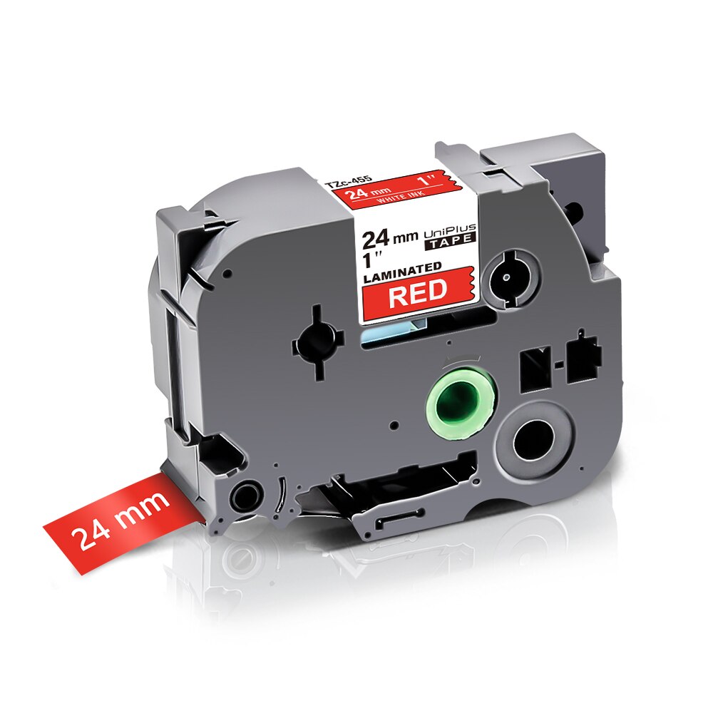 UniPlus 20 Colors 24mm Label Tape 251 Compatible Label Maker Black on White Printer Ribbon Sticky: White on Red
