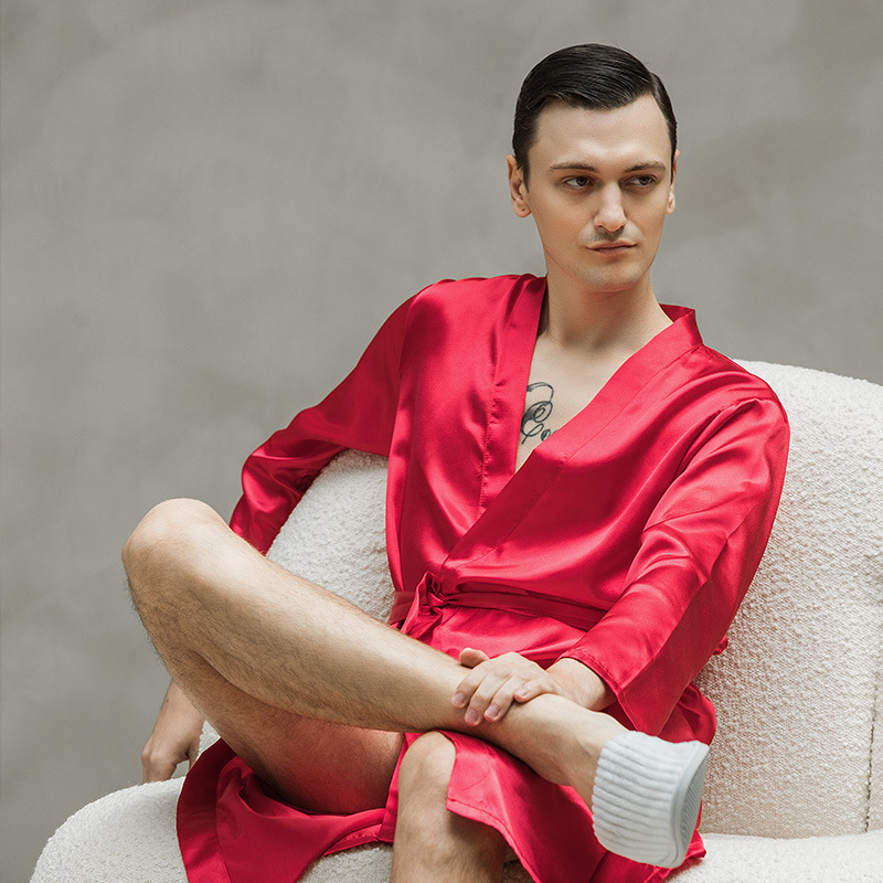 Casual homewear intieme lingerie satijn mannen bruidegom bruidsman trouwjurk 2022 zomer nachtkleding badjas jurk