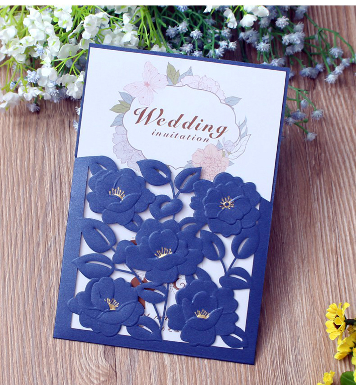 Wedding Invitations Cards Pearly Paper 130*190mm Amazing Pocket & Insert Card